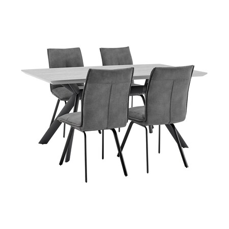 Armen Living Margot and Rylee 5 Piece Modern Rectangular Dining Set in Light Gray Melamine Wood SETMNDI5RYCH